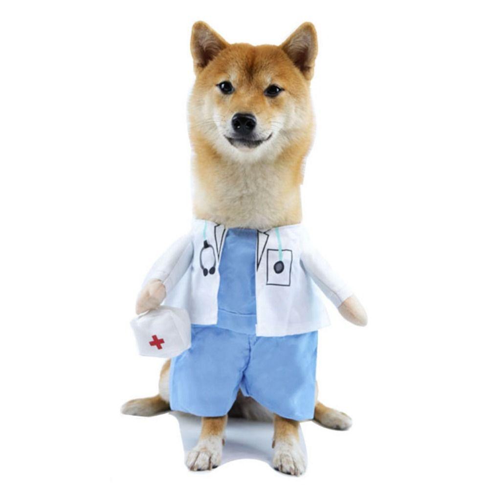 White Pet Cosplay Doctor Outfit Polyester Cat Doctor Uniform Dog Cat Doctor Costume  Festival Party