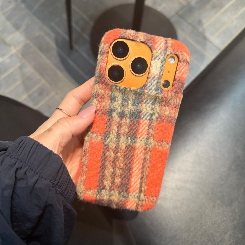 INS velvet plaid fits iPhone 17 Pro Max case, iPhone 16 full coverage 15, niche 14/13 goddess
