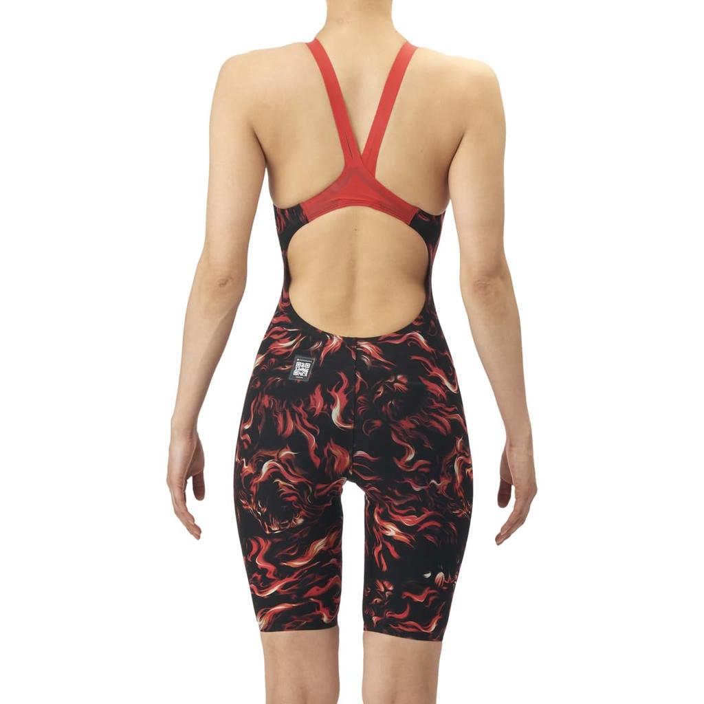 Swimsuit Racing Spats Back Half Black x Red SS [Arena] One-Piece (Open Leg) Women's (BKRD)