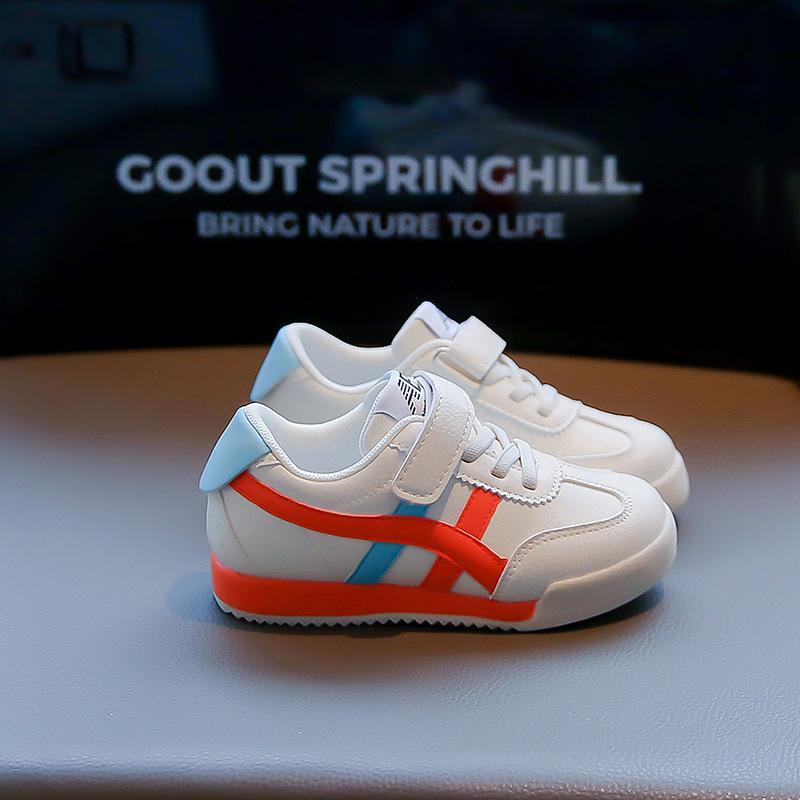 

Children s leather sports shoes, spring and autumn new girls low top Velcro board shoes, Korean version of boys casual shoes 36 помаранчевий