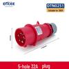 Non-Explosion-Proof Industrial Angled Seat Aviation Connector, Three-Phase, 3/4/5-Core, IP44, 16A/32A Plug