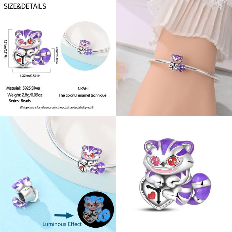 New 100% Copper Original Magic Cat Beaded Rabbit Charms Fit Pand Bracelet Diy Jewelry Making Women Halloween Gift