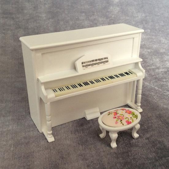 1 Set Miniature Scale 1:12 Smooth Wear-resistance Dollhouse Wooden Piano for Decor