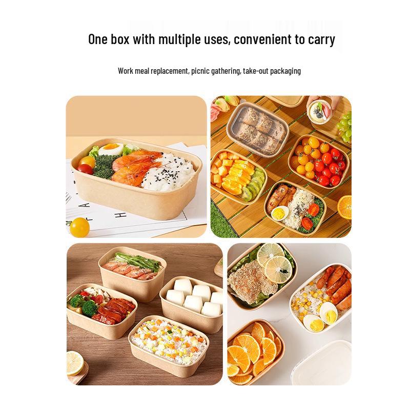Scatola Bento Monouso a Tenuta Stagna in Carta Kraft per Microonde da Esterno