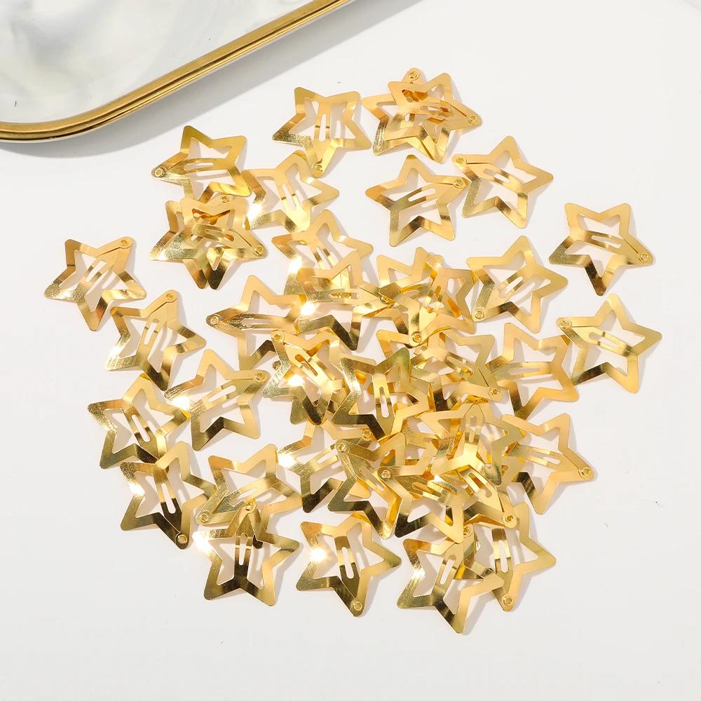 40 Pieces Star Hair Clips Gold Y2K Hair Accessories Pentagram Hair Clips for Girls Women Metal Snap Clip Hairpins Barrettes