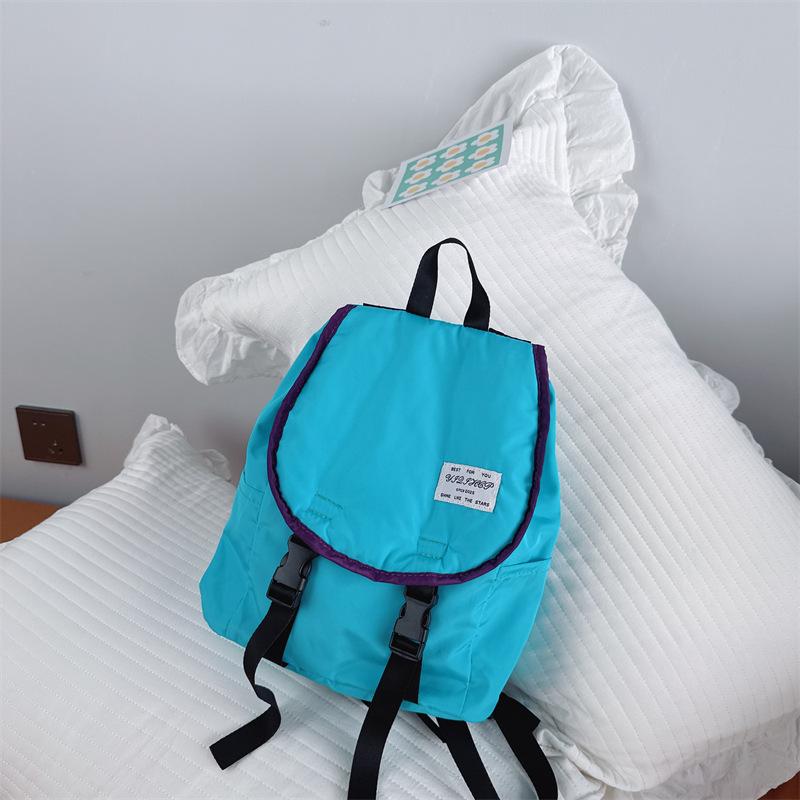 

Childrens Solid Color Backpack Canvas Large Capacity Curved Straps Shoulder синий