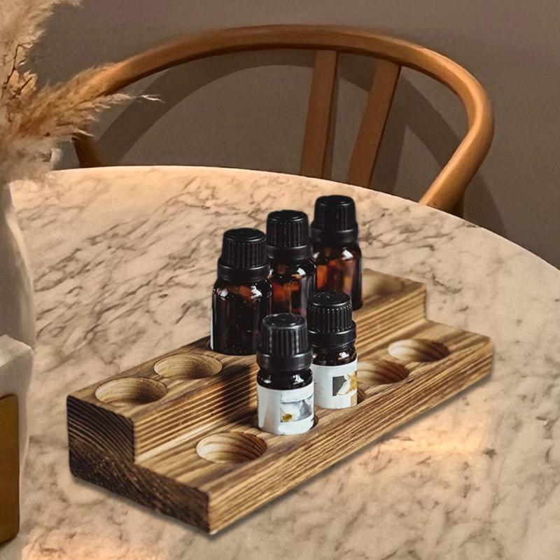Distressed Wood Cosmetic Display Stand with 11 Slot for Essential Oils Nail Polishes and Lipsticks Storage Organization