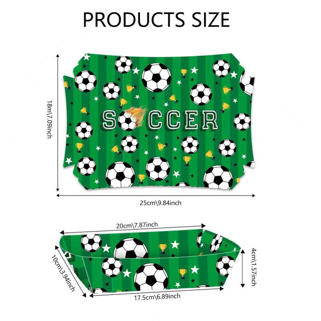 12-Piece Paper Party Trays - World Cup Football Boat Boxes, Fried Chicken & Burger Serving Trays, Disposable Food Containers, Game Day Party Supplies