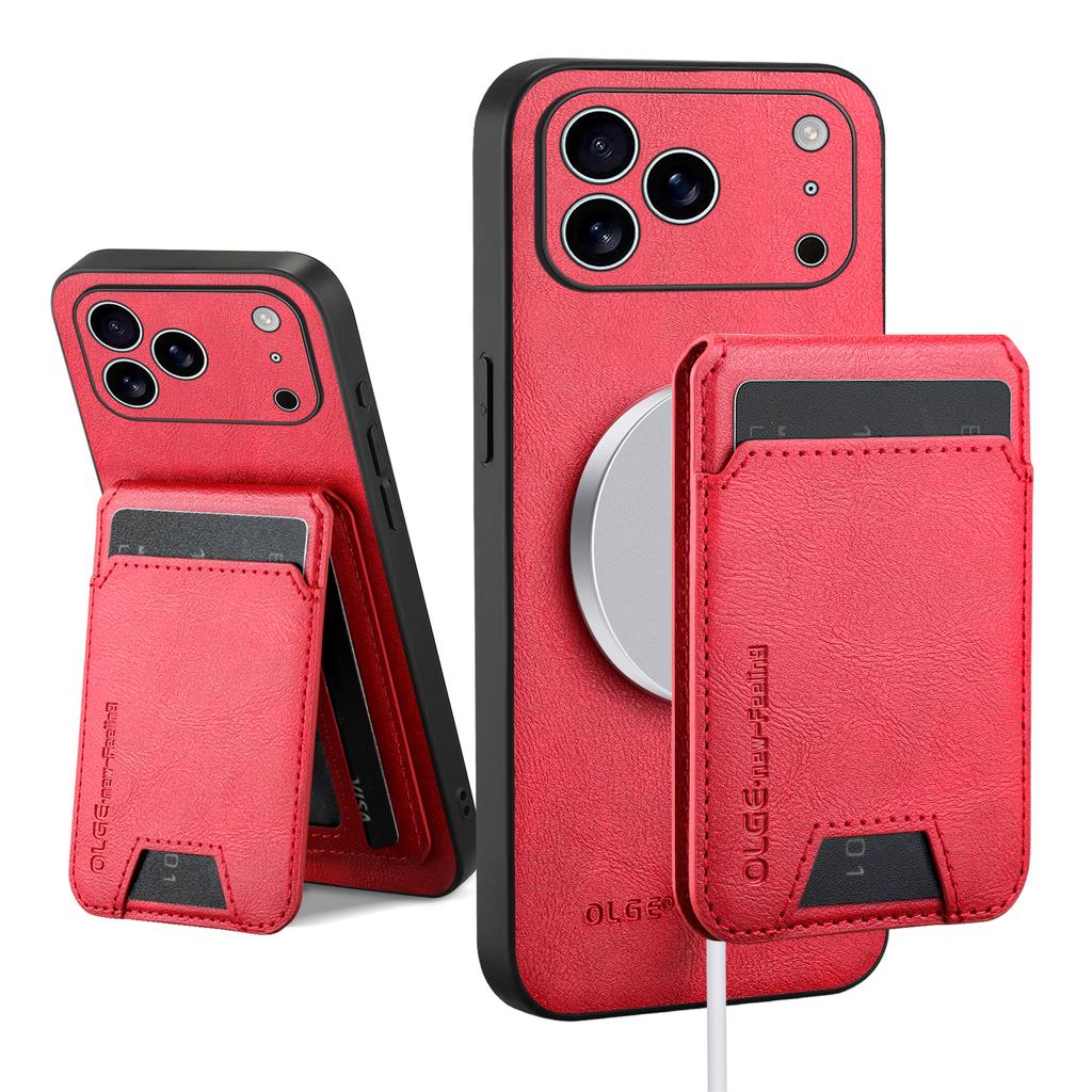 Custodia in Pelle Magnetica Wireless per iPhone 17 16 15 14 Plus 13 12 11 Pro Max 17E 16E con Supporto Air e Portafoglio