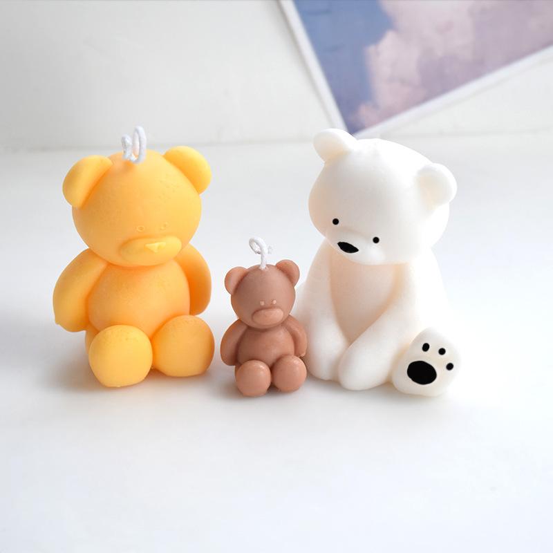 3D Large Size Bear Candle Silicone Mold Sitting Bear Craft Plaster Resin Handmade Candle Making Kit Home Party Decoration Gift