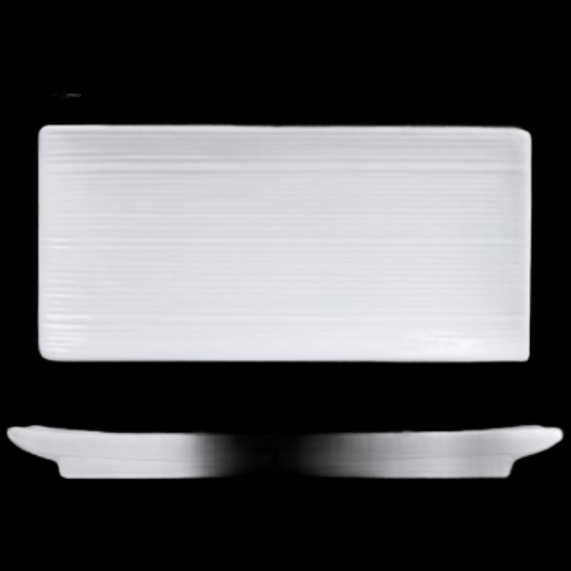 abay 12-Inch Ceramic Striped Rectangular Plate