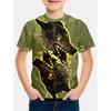 Ubrania dla dzieci Chłopcy T-shirt z krótkim rękawem Fajny nadruk 3D Wilk Dziecięce Letnie ubrania Stylowa odzież uliczna Okrągły dekolt Dziewczęce ubrania