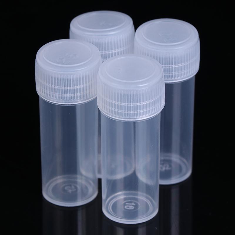 New Sale 10Pcs 5ml Plastic Test Tubes Vials Sample Container Powder Craft Screw Cap Bottles for Office School Chemistry Supplies