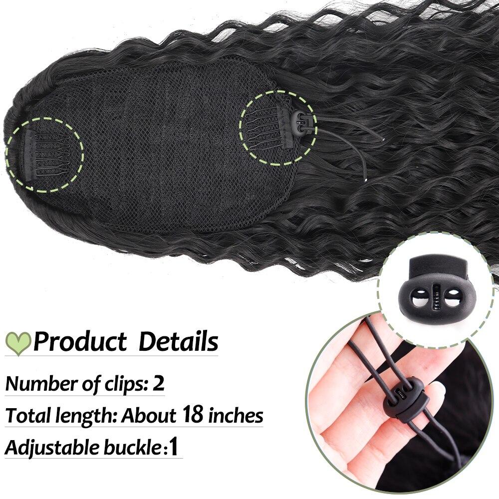 MISS WIG Women Long Kinky Curly Ponytail Hair Extensions Synthetic Drawstring Ponytail 26Inch Chip-In Wig Wrap Around Ponytail