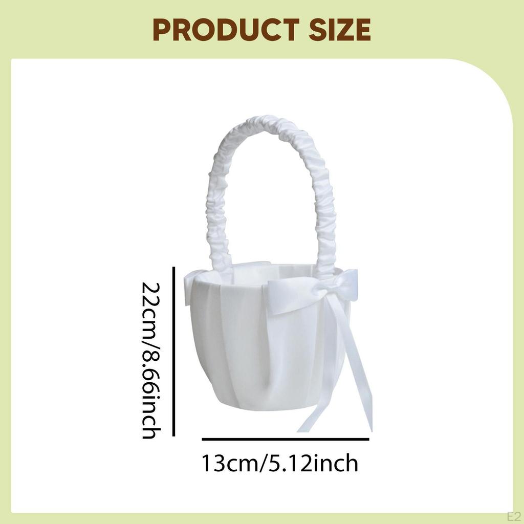Wedding Flower Girl Basket Western Decorative Bowknot Satin Storage for Easter Celebrations