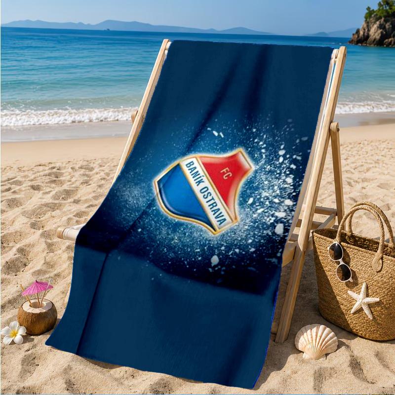 Plážová osuška FC Baník Ostrava, Rychleschnoucí, Snadná údržba, Vhodná pro fitness i plážovou dovolenou, Sportovní nezbytnost 70cmx140cm(27x55inch)