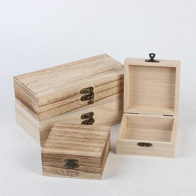 Paulownia Wooden Gift Box with Flip Cover and Lock, Multi-Spec Storage Box for Household Sundries