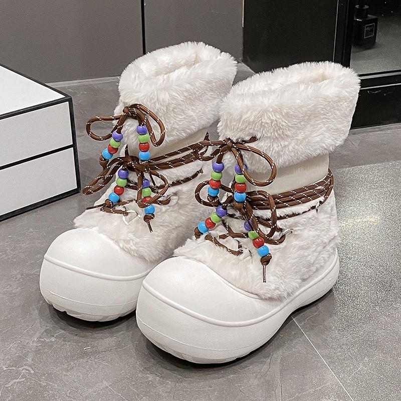Fashion Snow boots, marlac boots, short hair long leg snow boots, winter style trendy thick-soled boots