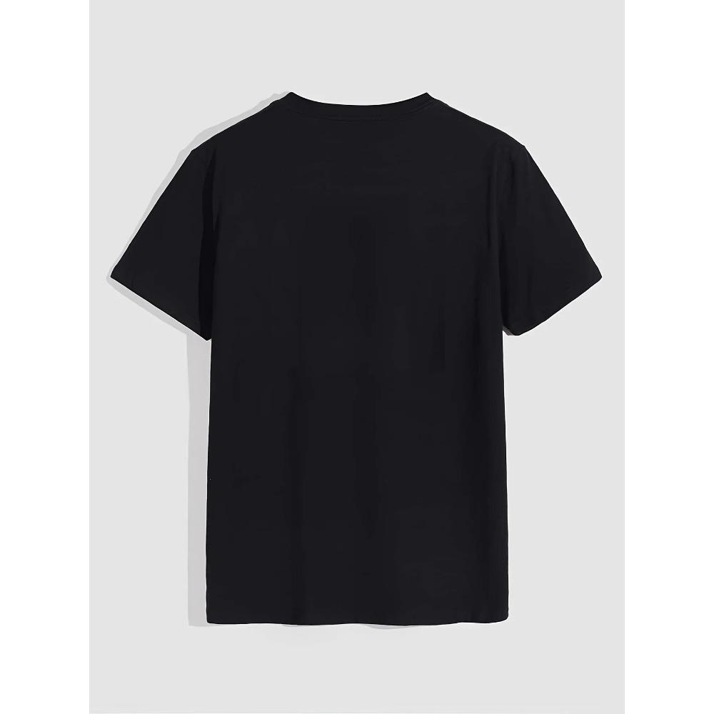 T-shirt Homme 100% Coton Pur Été Coupe Ample Imprimé Motif Planète Astronaute Décontracté Confortable Col Rond Manches Courtes Haut