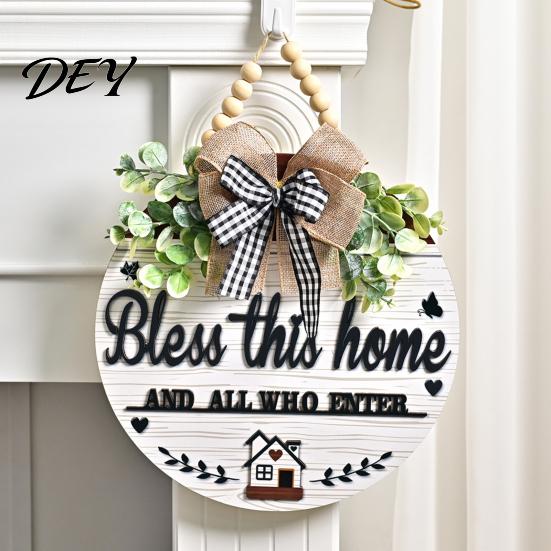 Decorative Signs for Living Room Welcome Sign Front Door Porch, Round Wooden Hanging Porch Plaque, Rustic Farmhouse Hanger, Thoughtful Gifts Neighbors