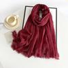 Women's Cotton Linen Gauze Scarf - Solid Color, Summer Sun Protection, Breathable, Retro Fringed Shawl