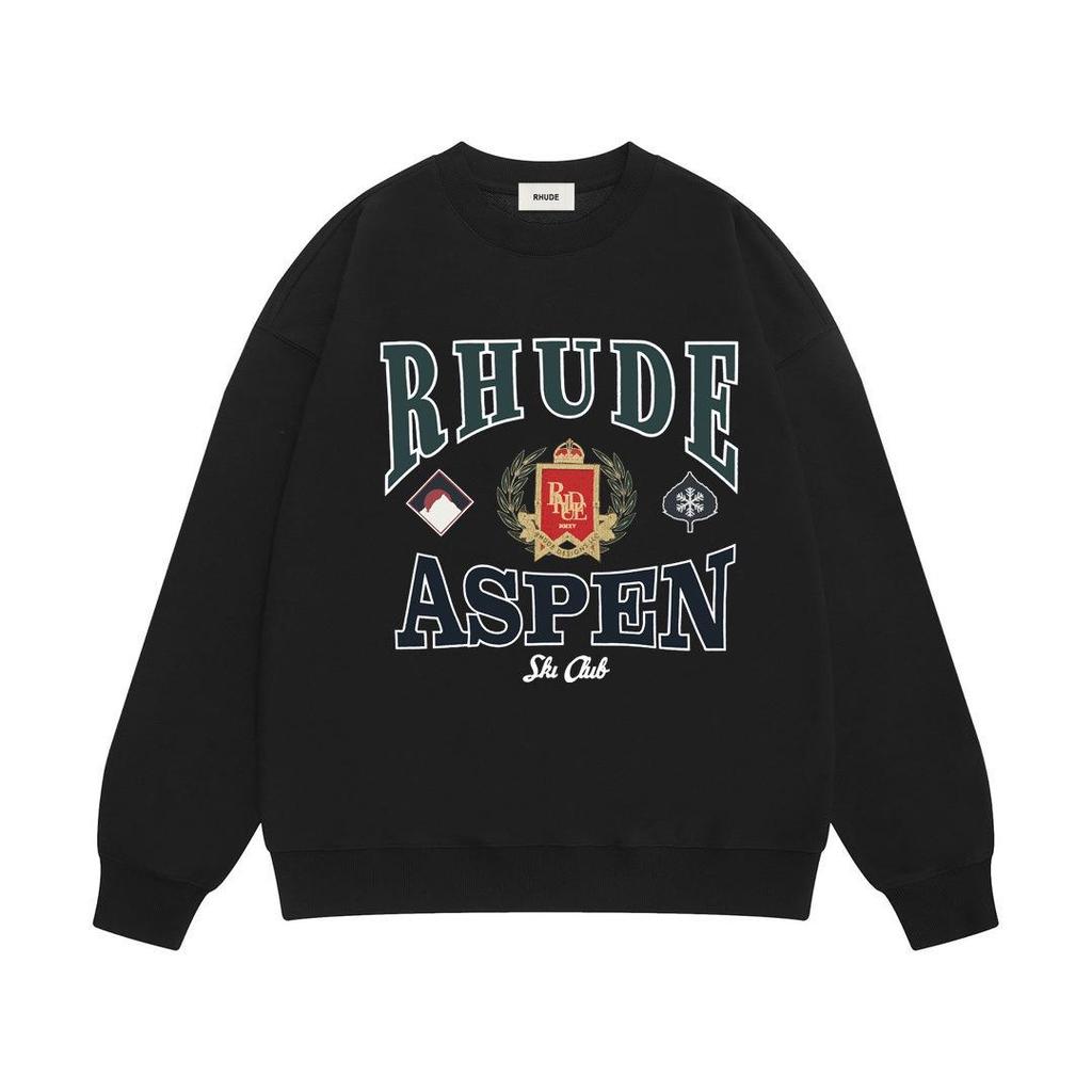 RHUDE Herren Lockerer Baumwoll-Hoodie mit Buchstabenprint - Europäischer & Amerikanischer Trend