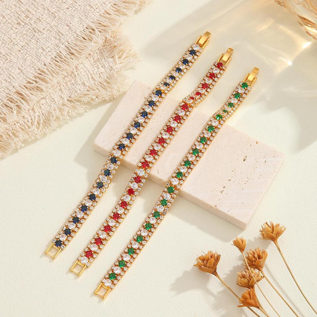2024 Personalized Retro Colorful Zircon Bracelet for Women - High-End Versatile Design with a Modern Niche Touch