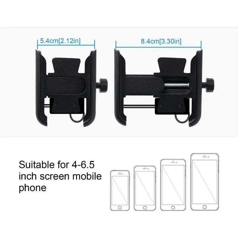 Universal Metal Motorcycle Phone Holder Aluminum Alloy Anti-Slip Bracket GPS Clip Adjustable Phone Stand for 4-6.5inch Phone