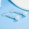 Romantic Charm Zircon Earrings Female Pearl Earrings Temperament Long Tassel Geometric Earhook Earrings