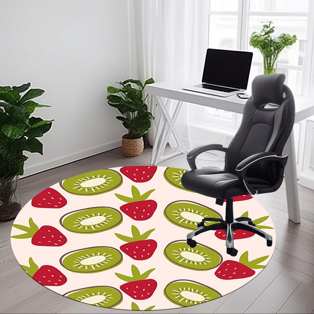 1pc Kiwi Strawberry Office Round Area Rug, Indoor Mat Suitable For Office, Under Office Chairs Bedroom Living Room Home Decor, Room Deco