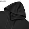 ZANZEA Damen Casual Langarm Herbst Hoodies Sweatshirt Kleid