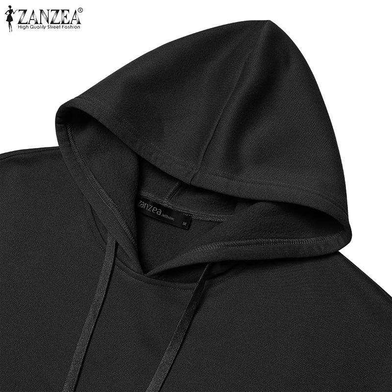 ZANZEA Damen Casual Langarm Herbst Hoodies Sweatshirt Kleid