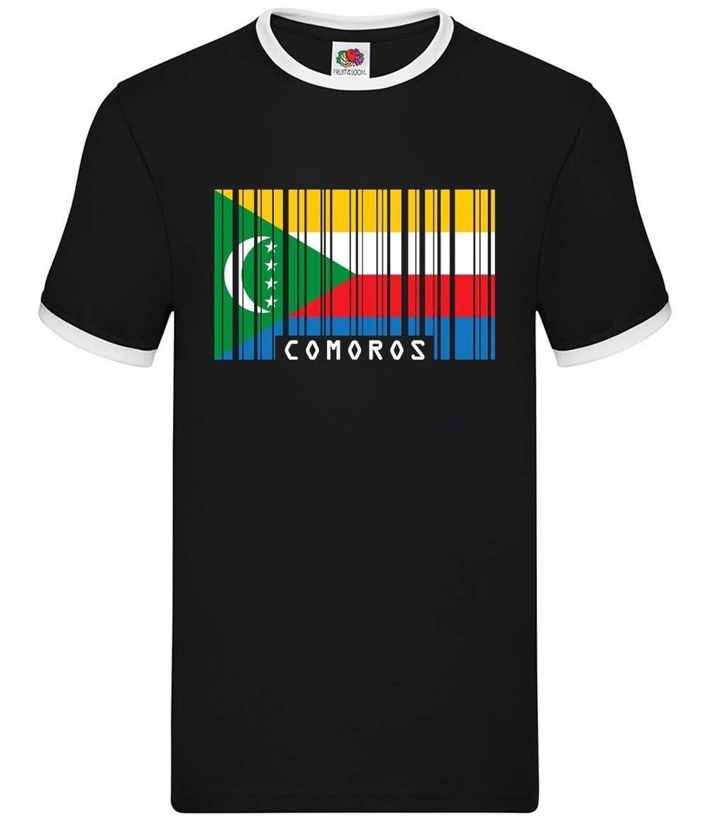 Comoros Barcode Style Flag - Mens Ringer - Moroni Capital Love Flags L