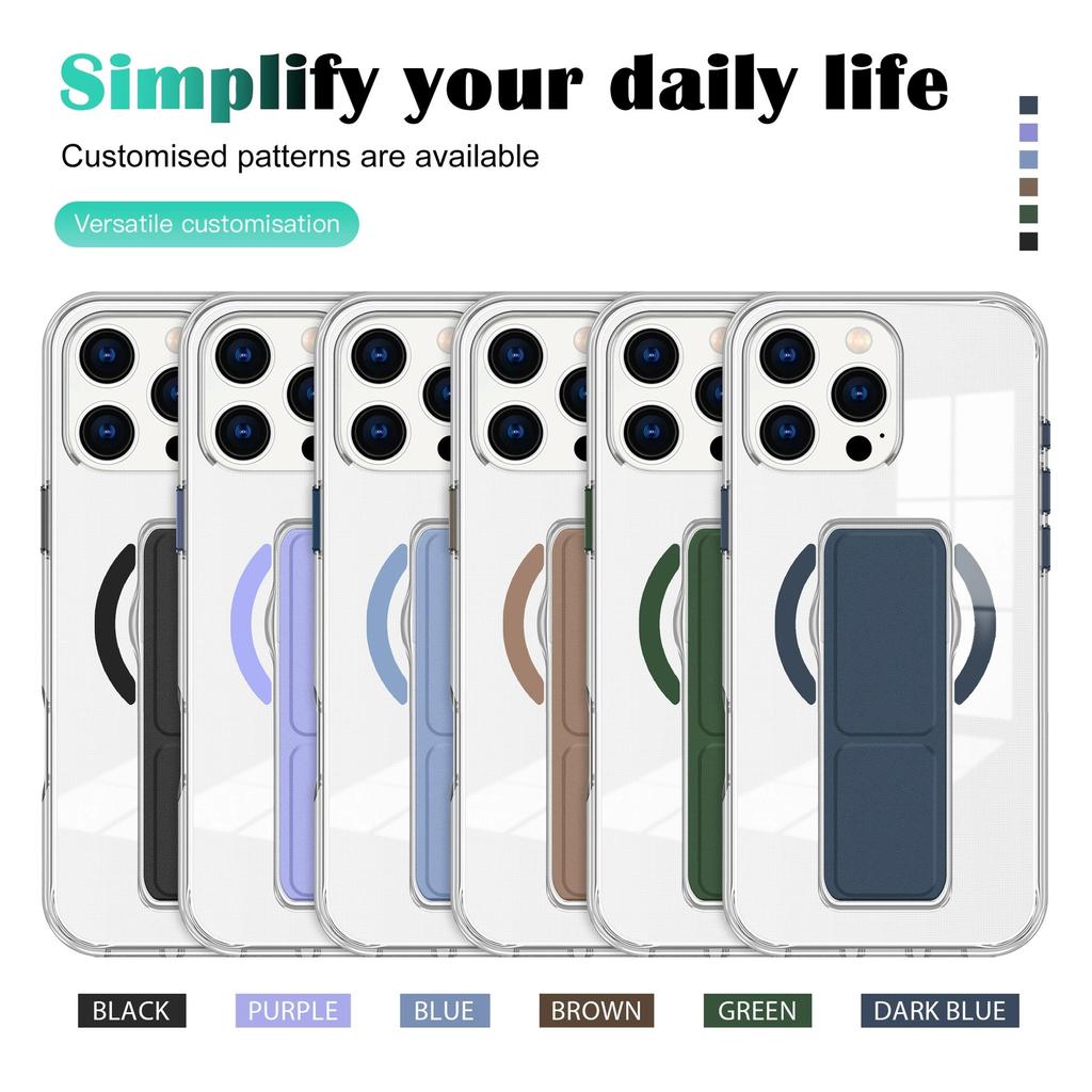 Suitable for IP16PM Transparent Crystal Spirit Wristband, Phone Case, Magnetic Stand, and Transparent Protective Case for Apple 15Pro