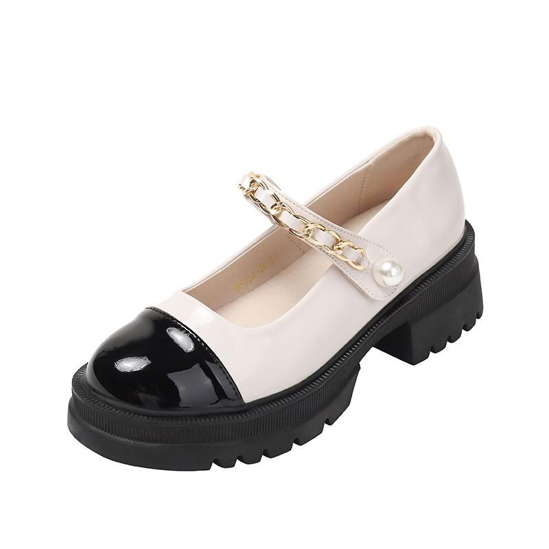 

Корейская версия, цветные туфли Мэри Джейн с толстой подошвой, 2024, новые повседневные простые универсальные туфли с круглым носком, летнее время 40