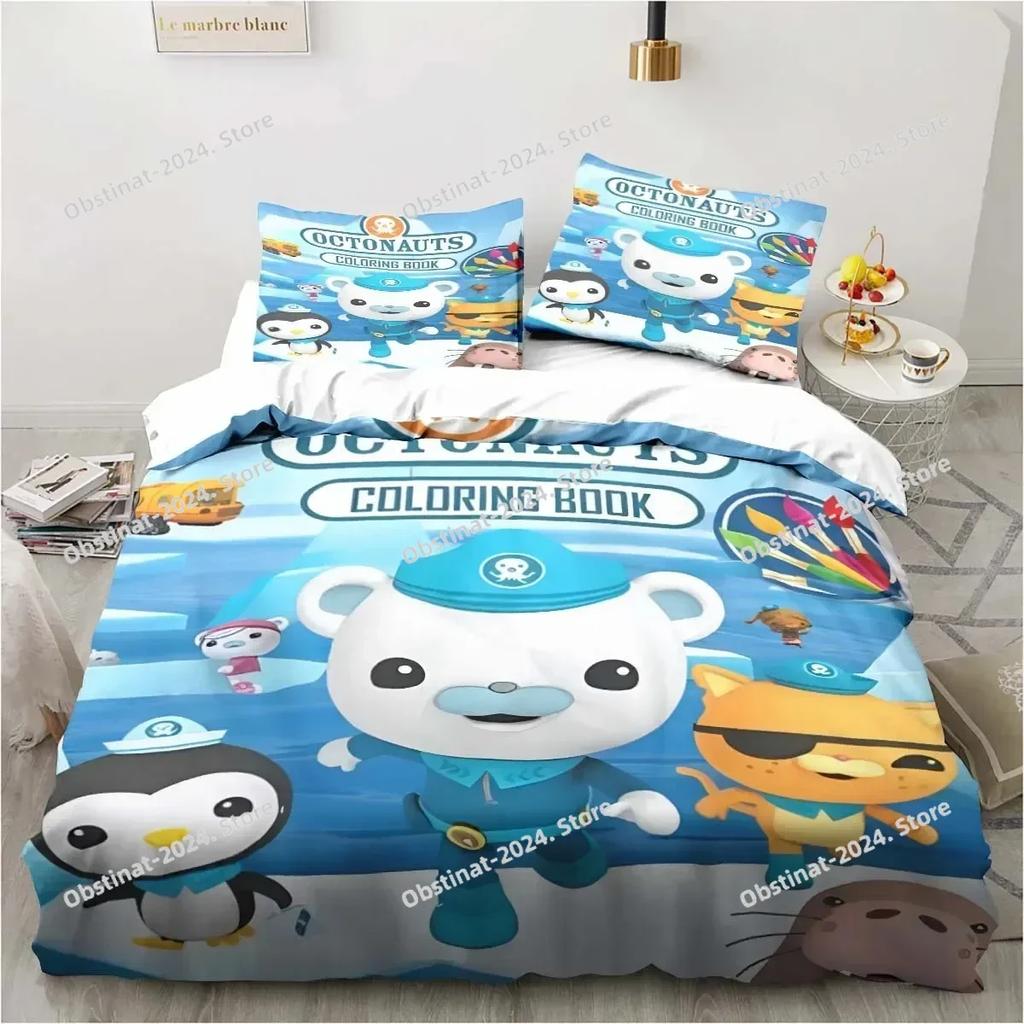 Neues 3D Cartoon Octonauts Bettwäsche-Set Gedrucktes Bettwäsche-Set Mit Kissenbezug Bettdeckenbezug Weich Queen King Size Bettwäsche Zuhause