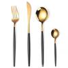 4pcs Black Gold Stainless Steel Fork Spoon Knife Chopsticks Tea Spoon Flatware Set