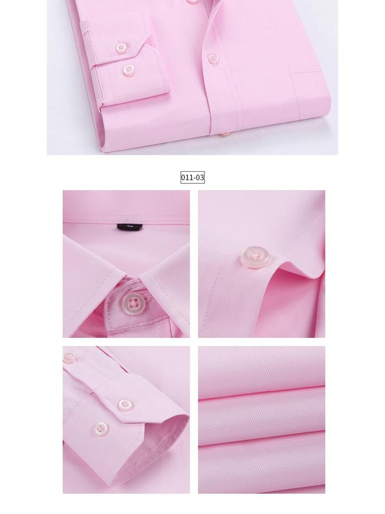 Men's Solid Color Long-Sleeve Business Shirt - Formal Workwear