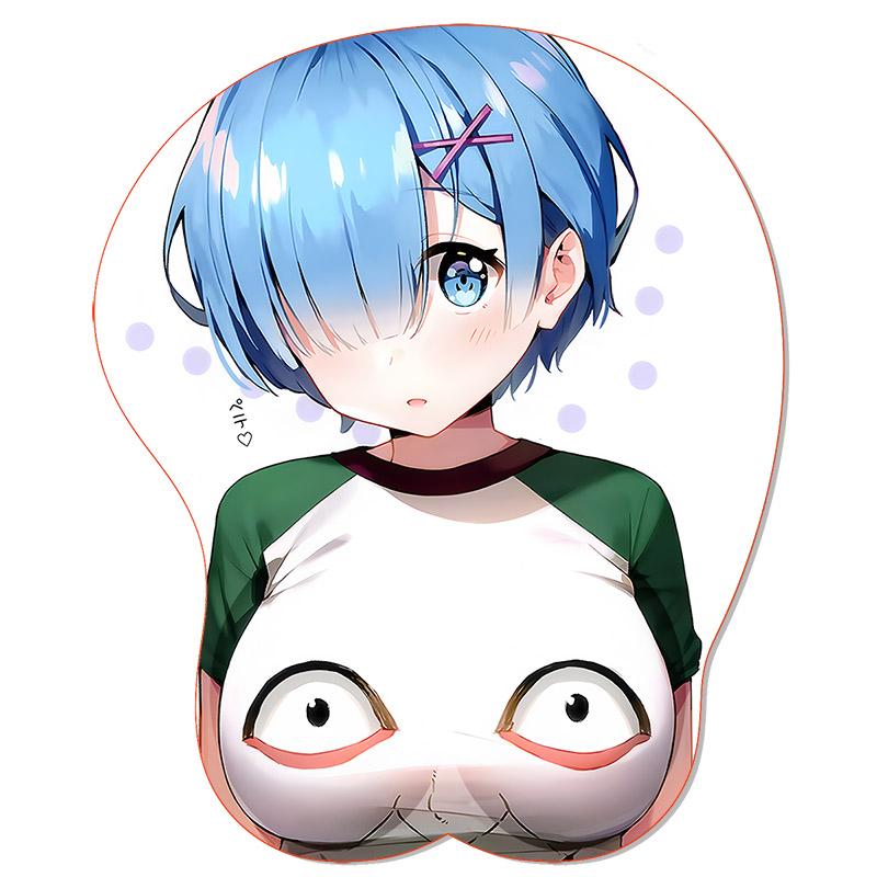 R_Rem R_Re:Zero OPPAI Mouse Pad Wrist Rest Stereo Mousepad Sexy Anime Ram Silicone Wrist Rest BULK Gaming Pad Office Mouse Mat