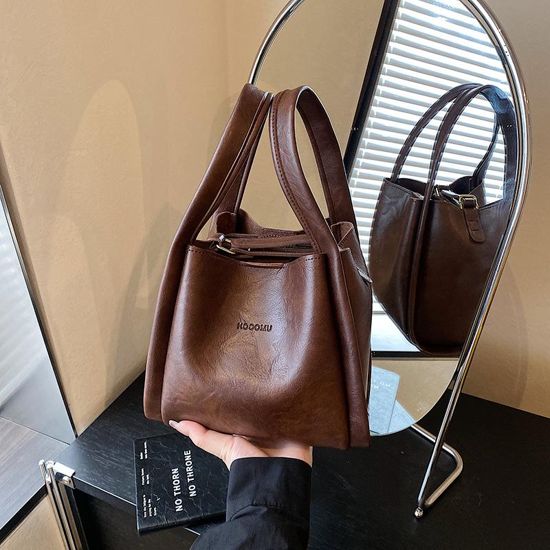 Premium Retro Handbag Bag Women's New Fashion Niche Design Shoulder Crossbody Bucket Bag