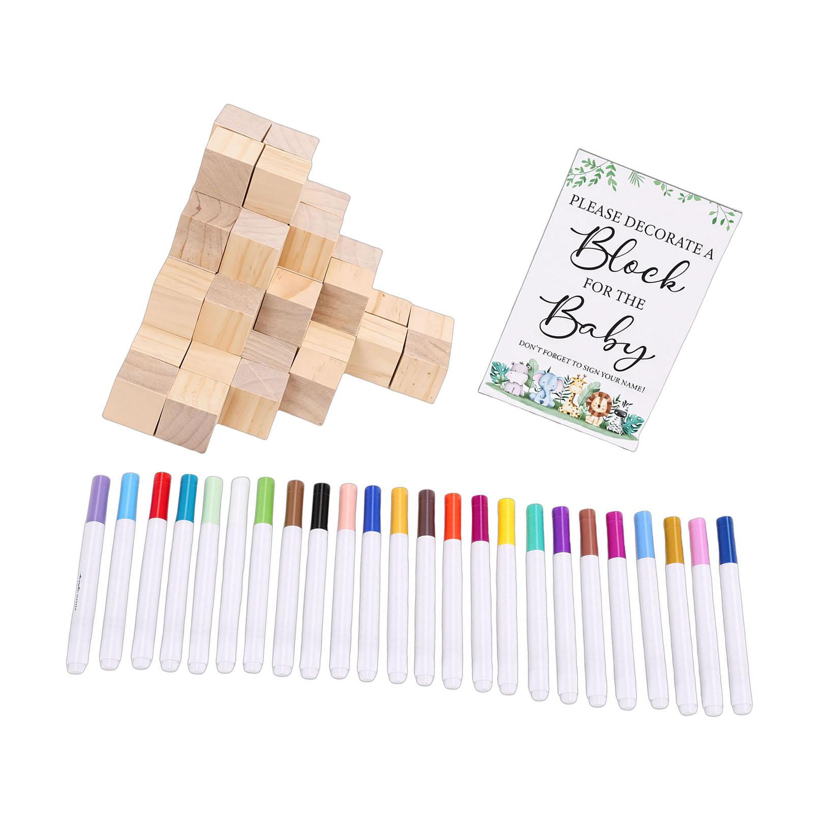 75 Stuks Babyborrel Spelbord Kit Babyborrel Blokken om te Decoreren Spel Kit Feestdecoraties met 24 Stuks Schilderpennen voor Geslachtsonthulling