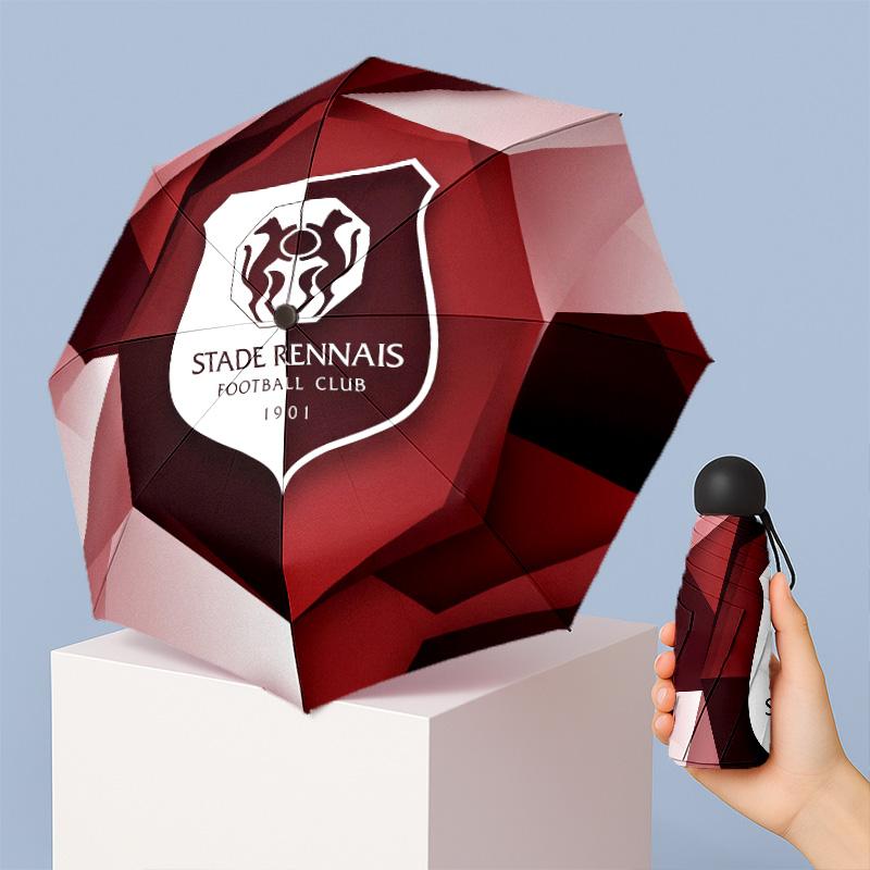 Stade Rennais FC Mini 5 Fold Pocket Umbrella Compact Lightweight Anti UV Rain Sun Protection Umbrella Portable Travel Umbrella