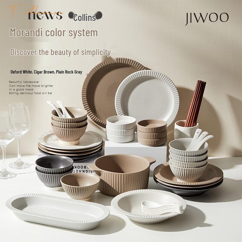 JIWOO Nordic Underglaze Ceramic Dinnerware Gift Set 48-Piece Set (8-10 People)