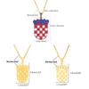 Croatia Map Pendant Necklace Fashionable Croatian Flag Neckchains Adjustable Ethnic Collarbone Chains Couple Jewelry