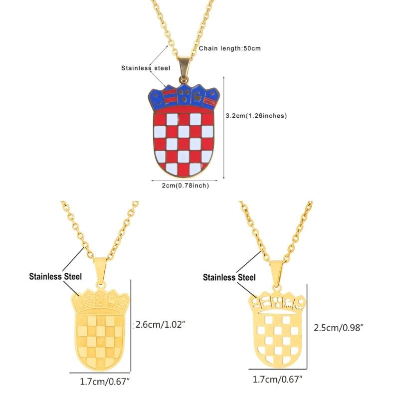 Croatia Map Pendant Necklace Fashionable Croatian Flag Neckchains Adjustable Ethnic Collarbone Chains Couple Jewelry