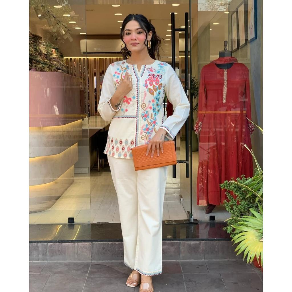 Indian Bollywood Top Tunic Kurta Pant Cord Set Women Party Wear Designer Kurti VSO-1728 C