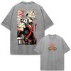 Anime My Hero Academia Vintage Washed T Shirts Shoto Todoroki Graphic T-shirt Men's Women Cotton Oversized Short Sleeve T Shirt