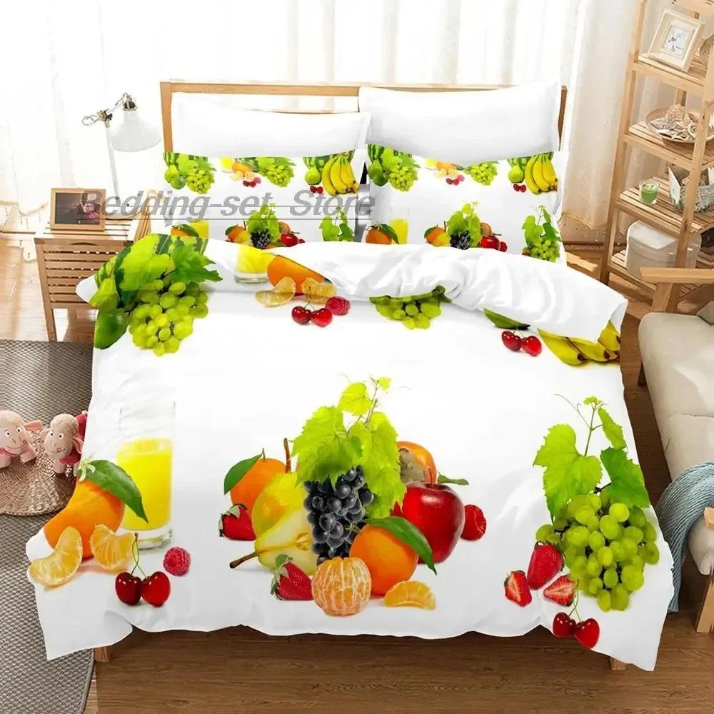 Strawberry Vegetables And Fruits Bedding Set Single Twin Full Queen King Size Bed Set Aldult Kid Bedroom Duvetcover Sets