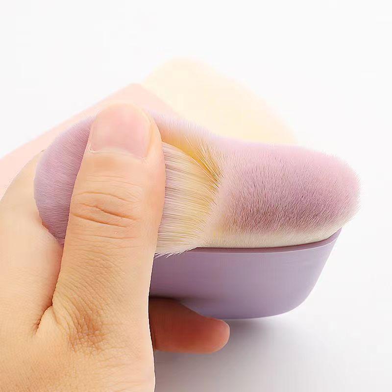 Flat Contour  Powder Brush  with Soft Bent Fiber Bristles – Dual-Use for Loose & Pressed Powder, Cruelty-Free Makeup Tool