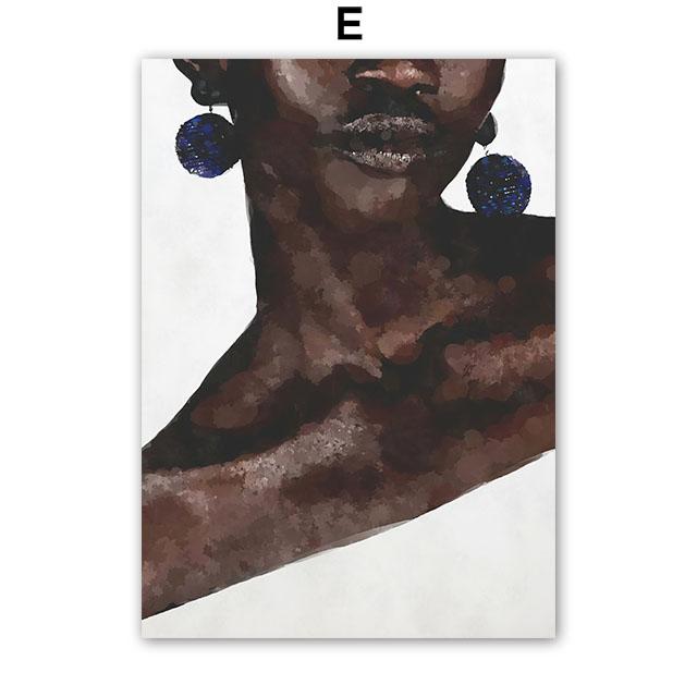 Beautiful Black Girl Wall Art Flowers Door Watercolor Oil Painting Minimalist Nordic Poster Printing Wall Painting Living Room